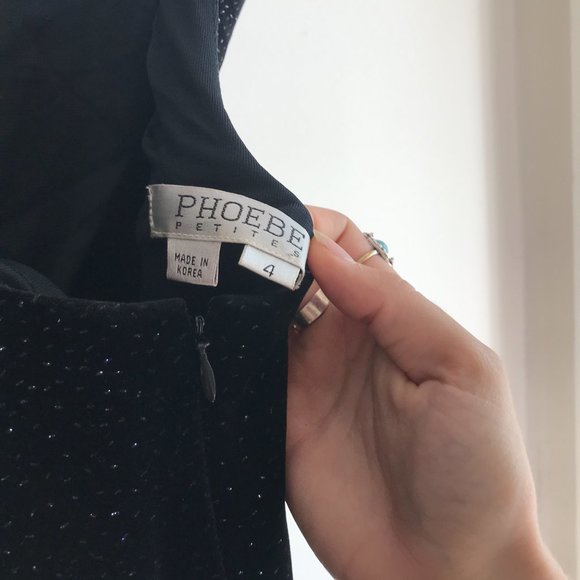 Vintage Black Velvet Evening Dress - Picture 4 of 4